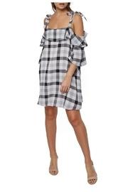  Checker Off-shoulder Dress