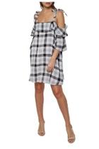  Checker Off-shoulder Dress