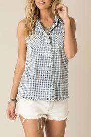  Frayed Button Top