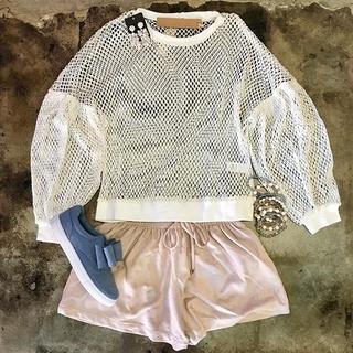  White Fishnet Sweatshirt