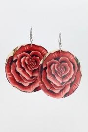  Pink-roses-print Handcrafted Shell-earrings