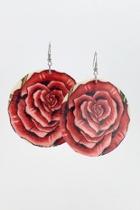  Pink-roses-print Handcrafted Shell-earrings