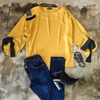  Golden Tie Blouse