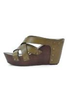  Olive Leather Wedge
