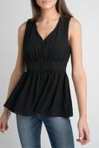  V Button Blouse