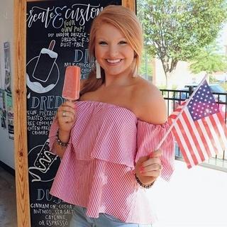  Red And White Ruffle Top