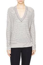  Striped Silk Cashmere V Neck