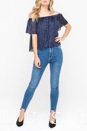  Navy Off-shoulder Top