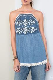  Embroidered Chambray Tank