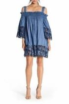  Blue Embroidered Chambray Dress
