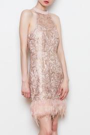  Feather Trim Dress