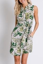  Stripe & Leaf Shirt Dress
