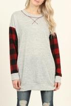  Plaid Accented Sweater-tunic