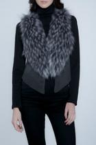  Faux Fur/knit Crop Vest