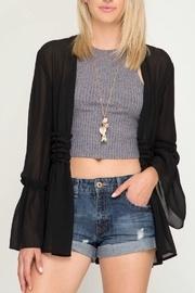  Ruched Open Cardigan
