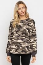  Camo Lace-up Sleeve Pullover