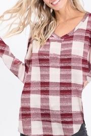  Checkered Plaid Sweater Knit V Neck