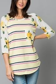  Stripe & Floral 3/4 Tee