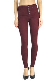  Red Hi-waist Button Front Jeans