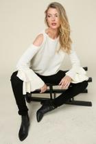  Tiered-sleeved Knit Sweater