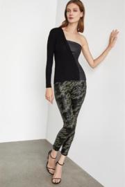  One Shoulder Knit/leather Top