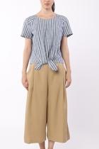  Front Tie Striped Top