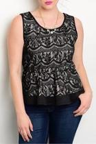  Black Taupe Plus Top
