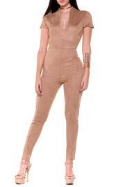  Suedette Plunging Jumpsuit