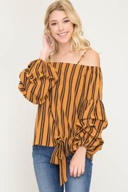  Bubble Sleeve Stripe Top