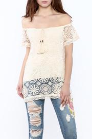  Beige Off-shoulder Tunic
