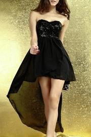  Black Sequined High Low Dress