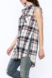  Sleeveless Plaid Tunic Top