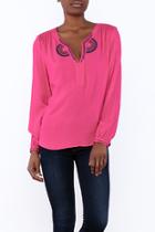  Hot Pink Embroidery Blouse
