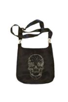  Velvet Skull Messenger Bag W/adjustable Web Strap