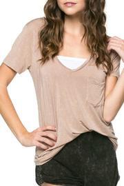  Beige V-neck Tee