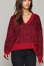  Leopard Print V Neck Distressed Sweater