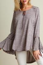  Striped Bell Sleeve Top