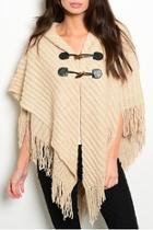  Fringes Beige Poncho