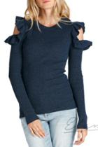  Ruffled Cold-shoulder Sweater