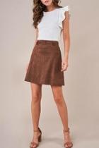  Belted Faux-suede Skirt
