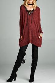  Lace Up Tunic Sweater