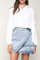  Frayed Ruffle Woven Shirt