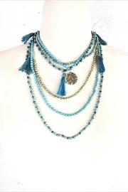  Turquoise-tassel Layered-bead-necklace