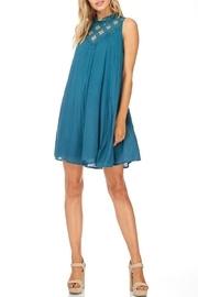  Solid Teal Lace Dress
