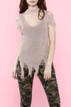  Distressed Choker Sweater