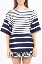  Striped Short-sleeve Top