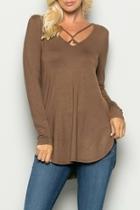  Criss-cross Taupe Top