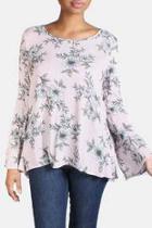  Floral Bell Sleeve Blouse