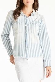  Katya Striped Long-sleeve Frayed Embroidered Button Down