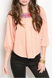  Salmon Embroidered Top